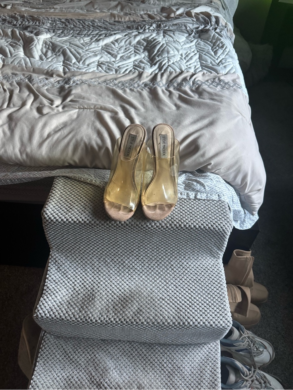 Steve Madden Gold Clear Mule Slides